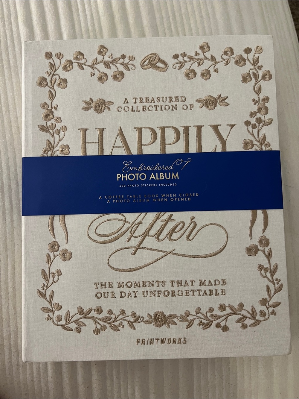 Printworks Embroidered 'Happily After' Photo Album - Cream & Gold